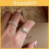 Elegant Heart Shaped Adjustable Silver Ring With Lace Edges For Fashionable Women