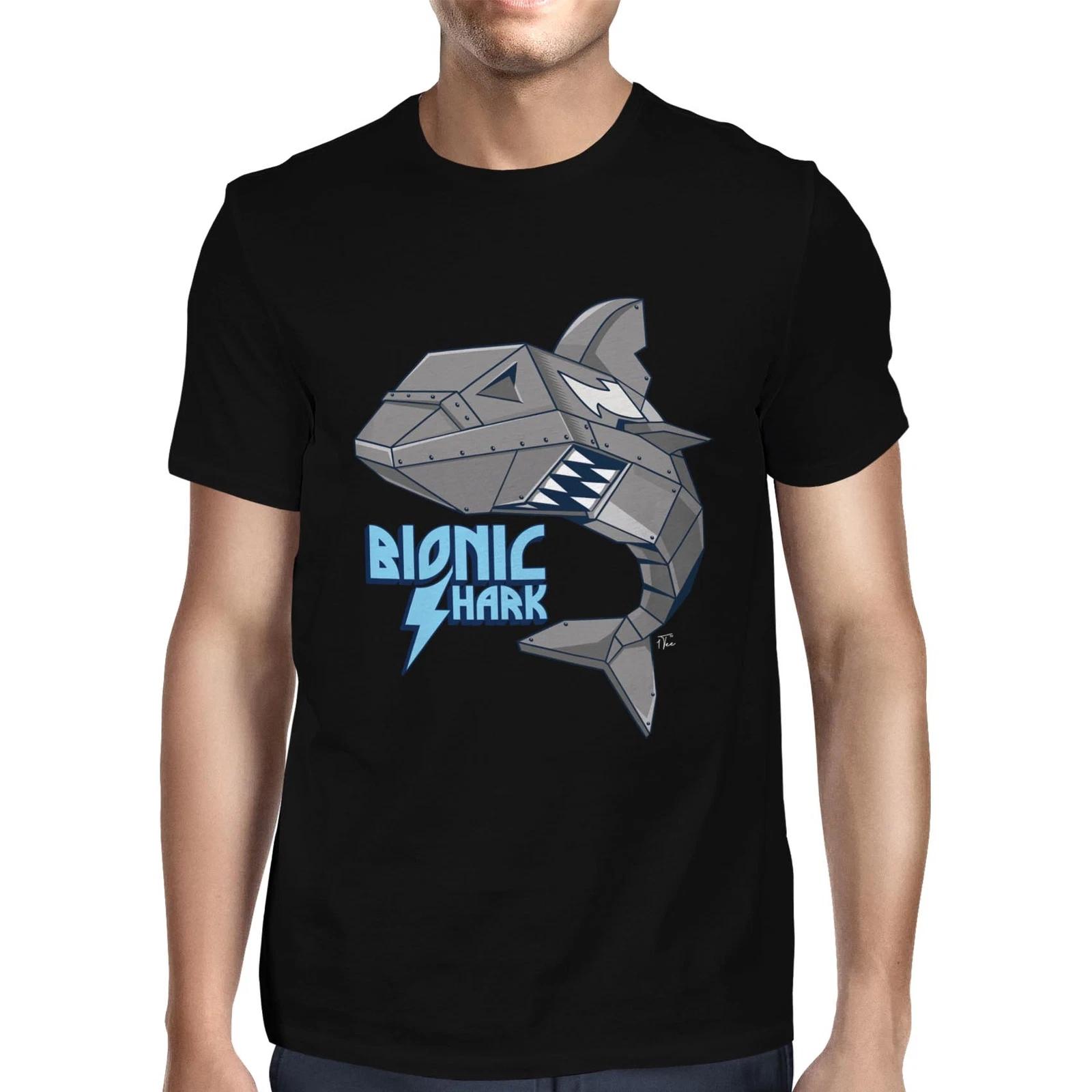 1Tee Mens Bionic Robot Shark T-Shirt XXXL