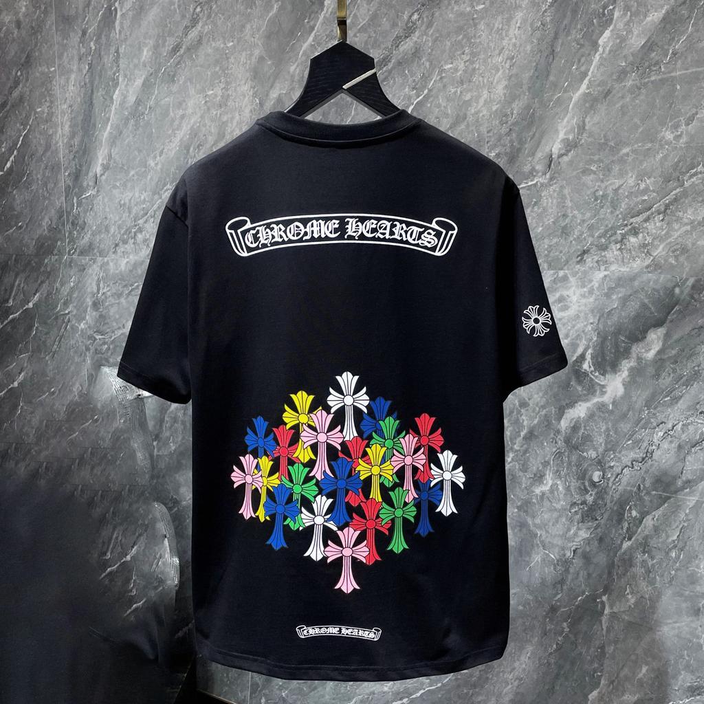 8556 CHROME HEARTS 2026 Summer New High Quality Cotton Round Neck Loose Large Size Men's and Women's T-shirt Couple T-shirt
