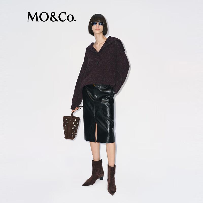 MO&Co. Lambswool Dropped Shoulder Knit Sweater