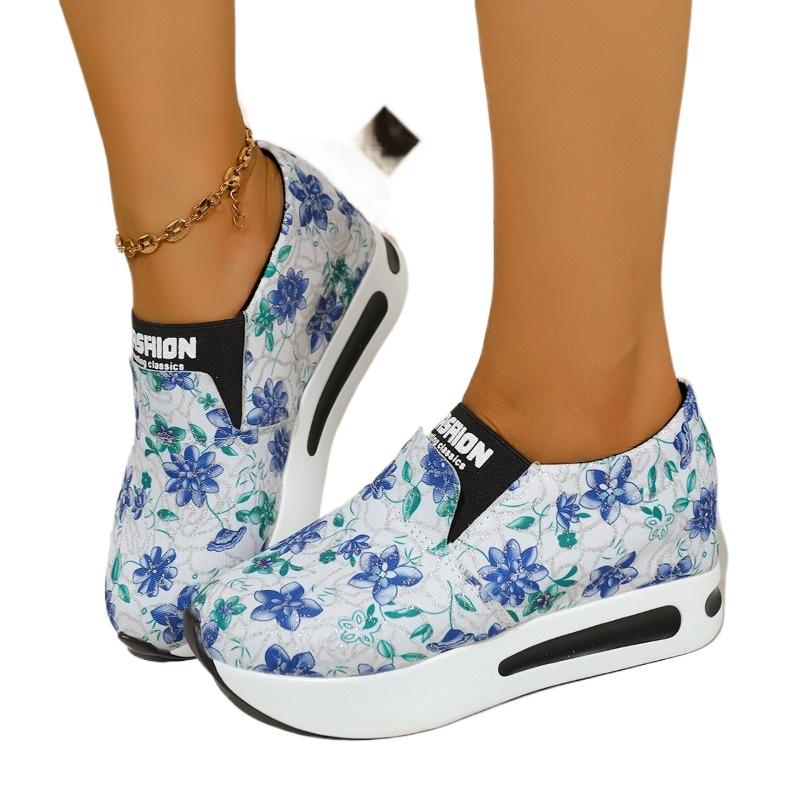 Fashion 2025 Trendy Slip-On Women's Shoes Fashion Print Platform Sneakers Non-Slip Casual Sports Shoes Plus Size Comfort Flats Hot Style