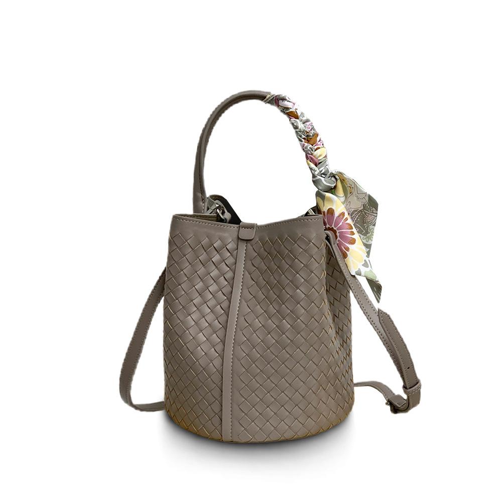 2026 Woven Hand-held Bucket Bag Casual And Fashionable Single Shoulder Crossbody Bag, Women's Bag