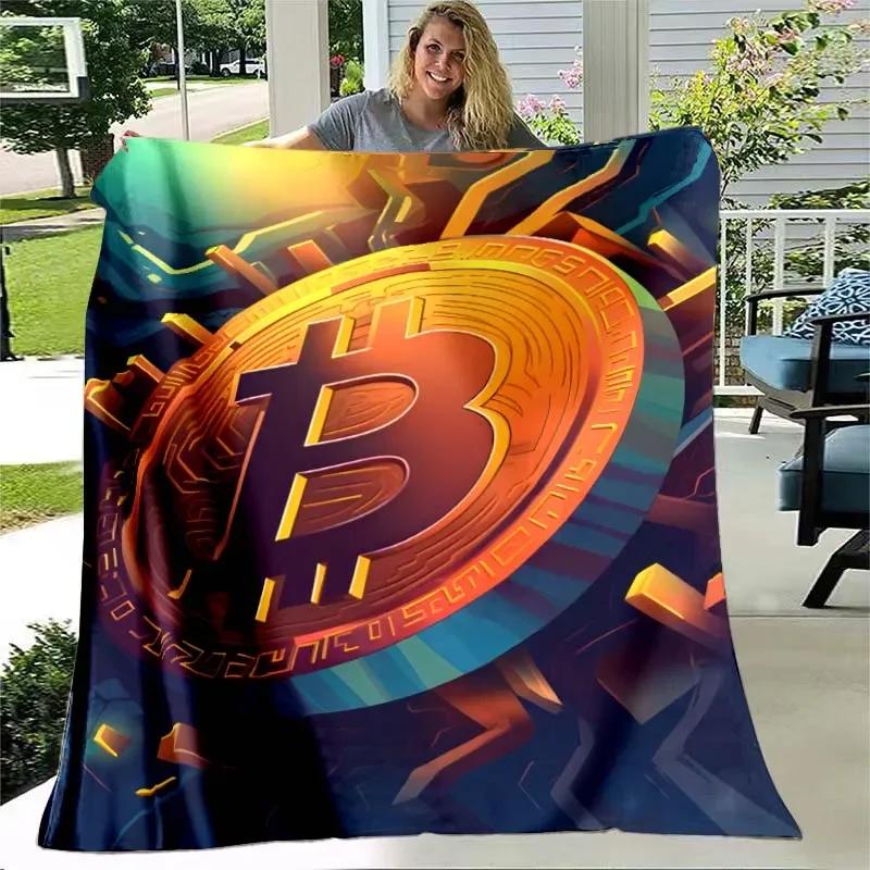 Bitcoin Virtual Currency NFT Soft Flannel Blanket for Beds Bedroom Sofa Picnic,Throw Blankets for Cover Outdoor Leisure Nap Gift