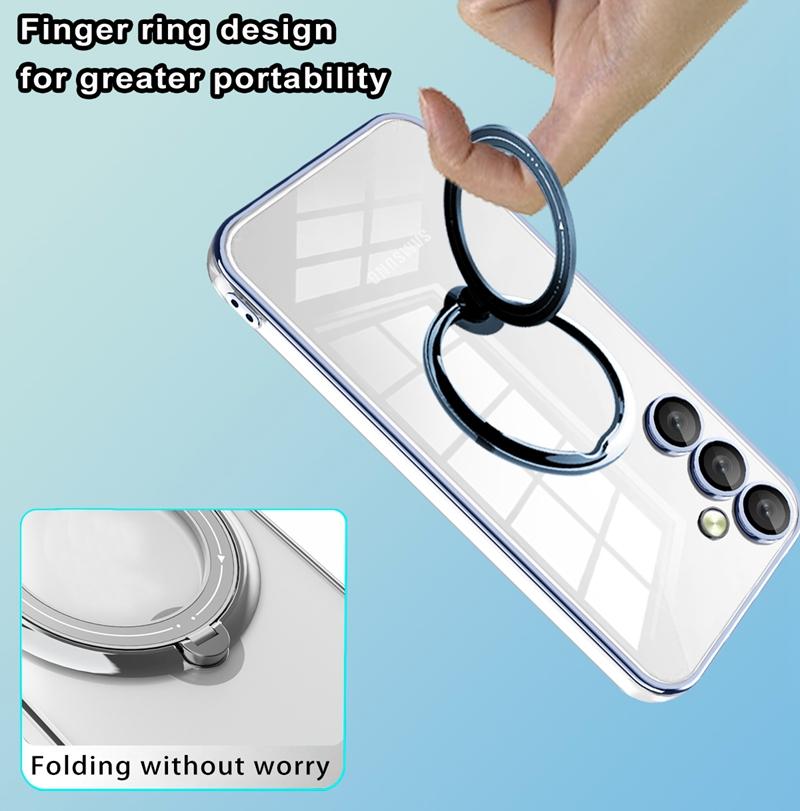 Magsafe Magnetic Ring Wireless Charge Phone Cases For Samsung Galaxy A14 A24 A34 A54 Plating TPU Transparent Clear Cover