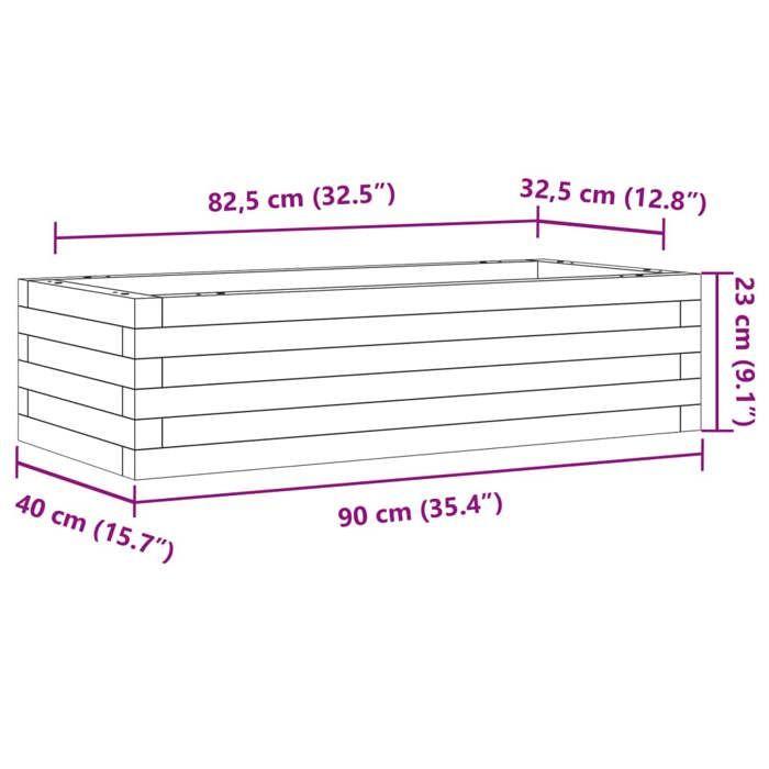 VidaXL Jardinière blanc 90x40x23 cm bois de pin massif, jardinière d'extérieur, bac à fleurs, boîte à plantes, jardinière de 847224