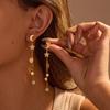 GEMCHIC Women's Stainless Steel Star Moon Tassel Earrings 18K Gold Plated Fashion Designer Earrings for Party Wedding Daily Life