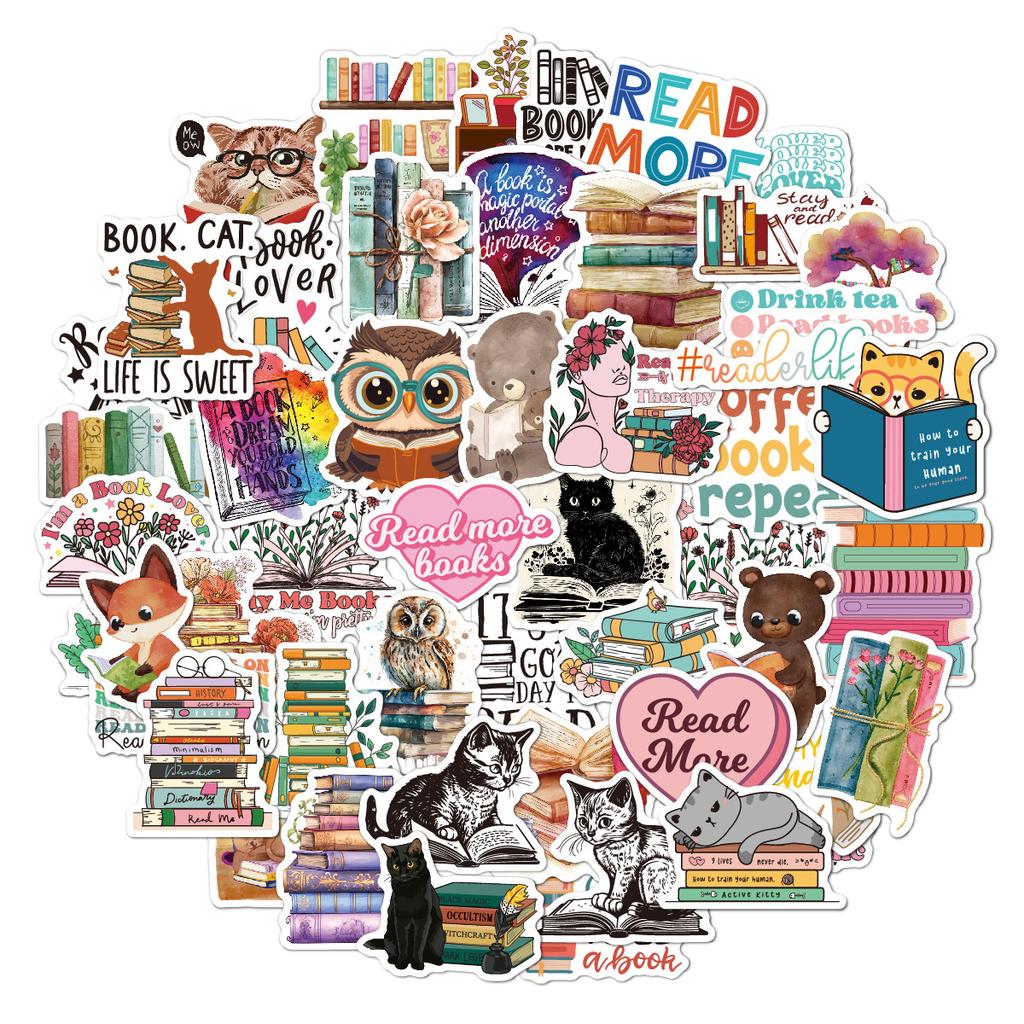 Read Stickers 50 Sheets of Stationery Water Cups Mobile Kindle Tablet Computer Decorative Waterproof Suitcase Stickers