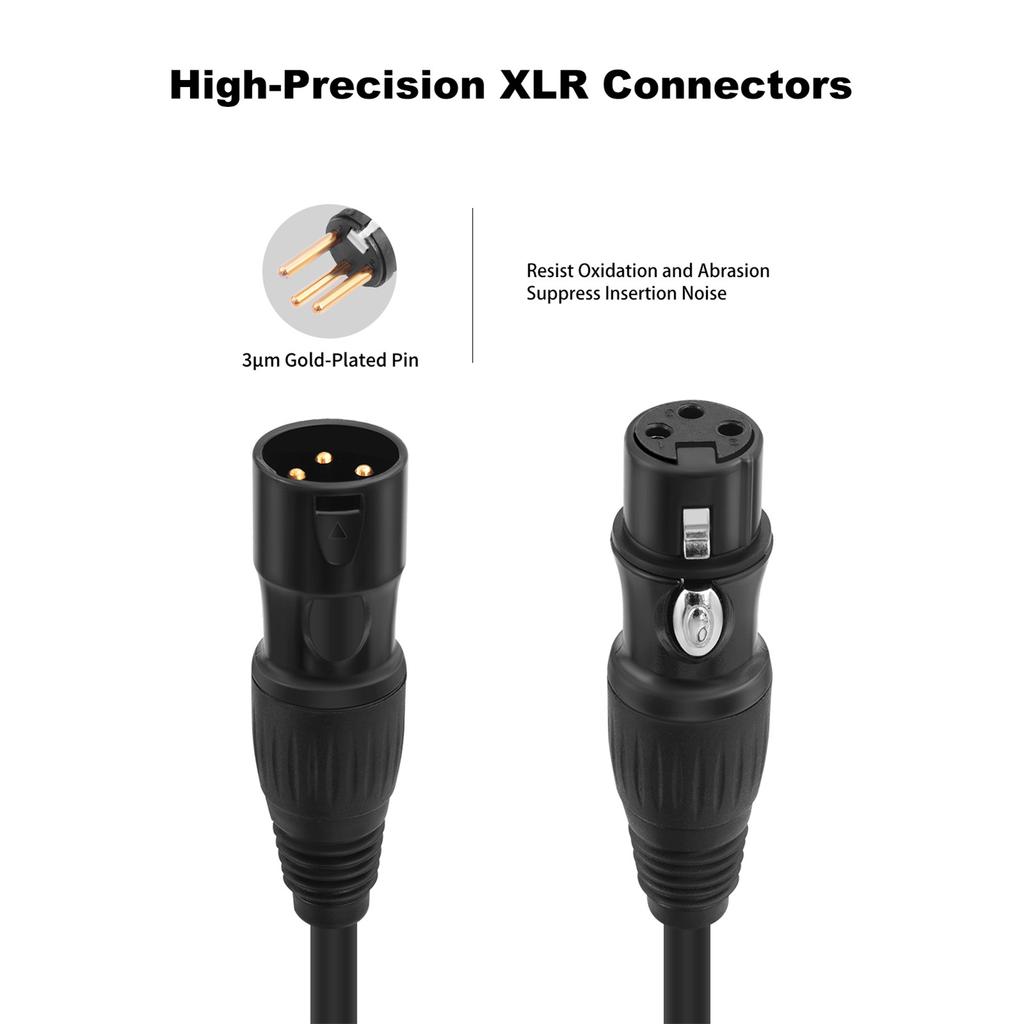 2 Pack XLR Cables 10ft Professional XLR Male To Female Audio Cable Weaving Protective Nets Gold Plated Plug for Mic