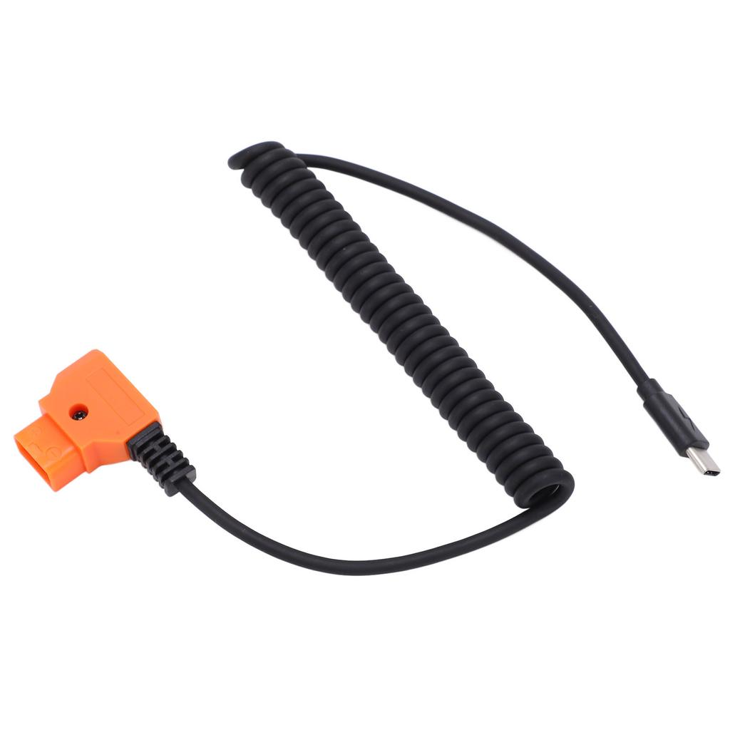 USB C Power Flexible Cable to D Tap Coiled Power Cord for V Mount Battery