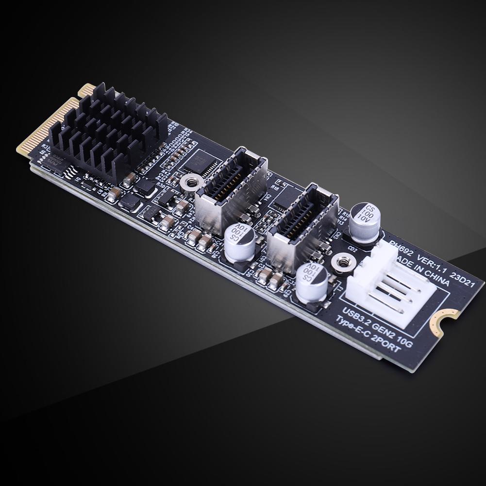 NVME NGFF M-Key To Dual Type-E USB 3.1 Front Panel Expansion Card 10Gb Front Expansion Cards Adapter Express Card Adapter