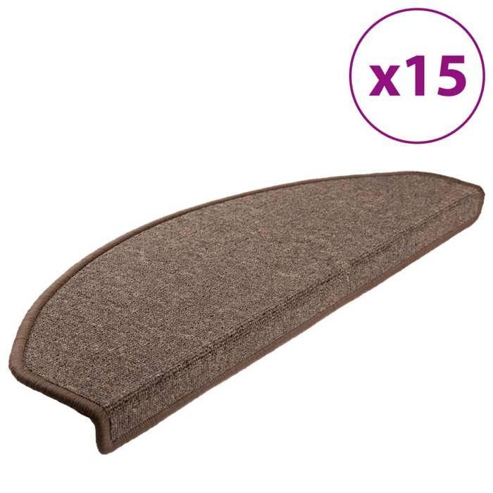 VidaXL Tapis d'escalier 15 pièces 65 x 24 x 4 cm Marron café Demi-rond Grand 133888