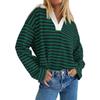 YYFS Women's Fashion Casual Fall Winter Stripe Print Long Sleeve V-Neck Pullovers & Long Sleeves