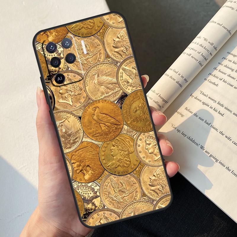 

Money Dollars Coin Gold Case For Oppo A74 A57 A17 A77 A18 A38 A58 A78 A98 A54 A94 A80 A60 A40 A96 A76 A16 A15 A5 Pro OPPO A5 Pro 5G
