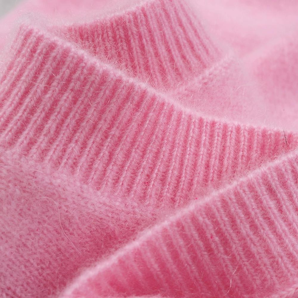 Women's V-neck Cashmere Sweater Warm Long Sleeved Sweater Solid Color