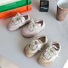 Girls' Korean-style children's sneakers, new spring and autumn German training shoes, pearl lace single shoes, baby walking shoes