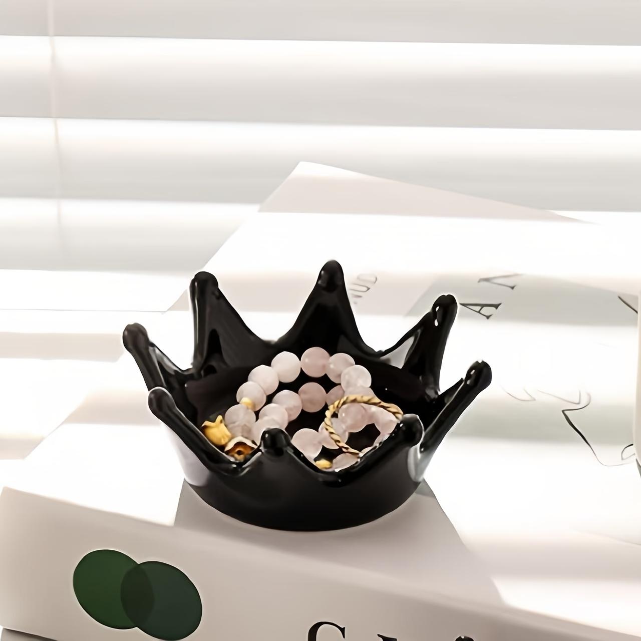 

Crown Shaped Ceramic Decorative Tray Desktop Creative Jewelry Storage Tray Household Irregular Ring Pendant Jewelry Storage Tray чорний