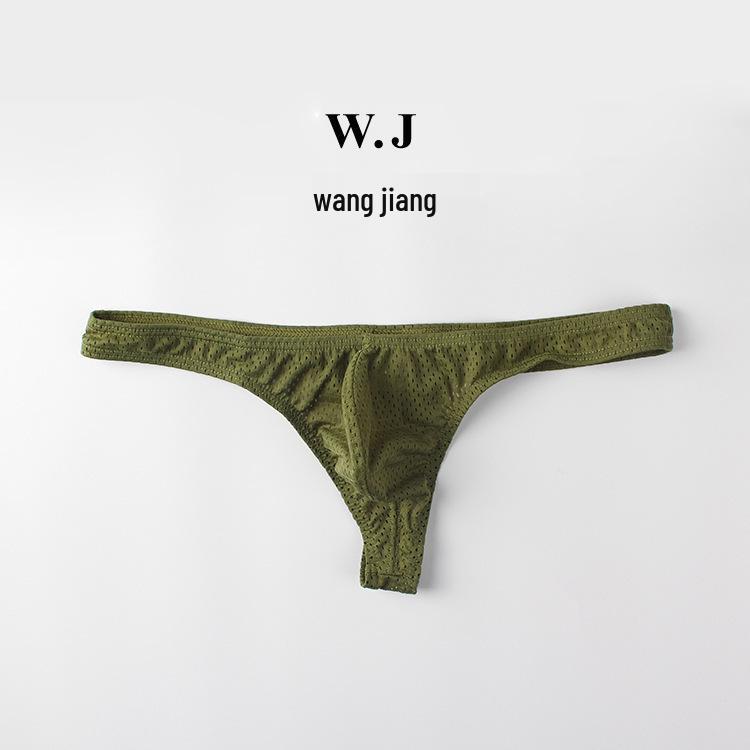 Men's Sexy Low-Rise Nylon Ice Silk Mesh Thong T-Back Underwear