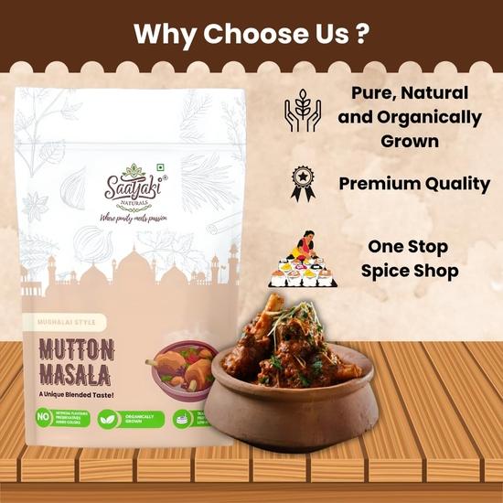 Saatyaki Naturals Mughlai Mutton Masala – 50gm | Pure Authentic Indian Spice Blend for Rich Mughlai Curries, Gravies & Mutton Dishes