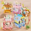 HUIQIBAO City Street View Series Cute Pet Wish Train Shop Mini MOC Model Building Block Micro Set Creative Store Bricks Toys Kid