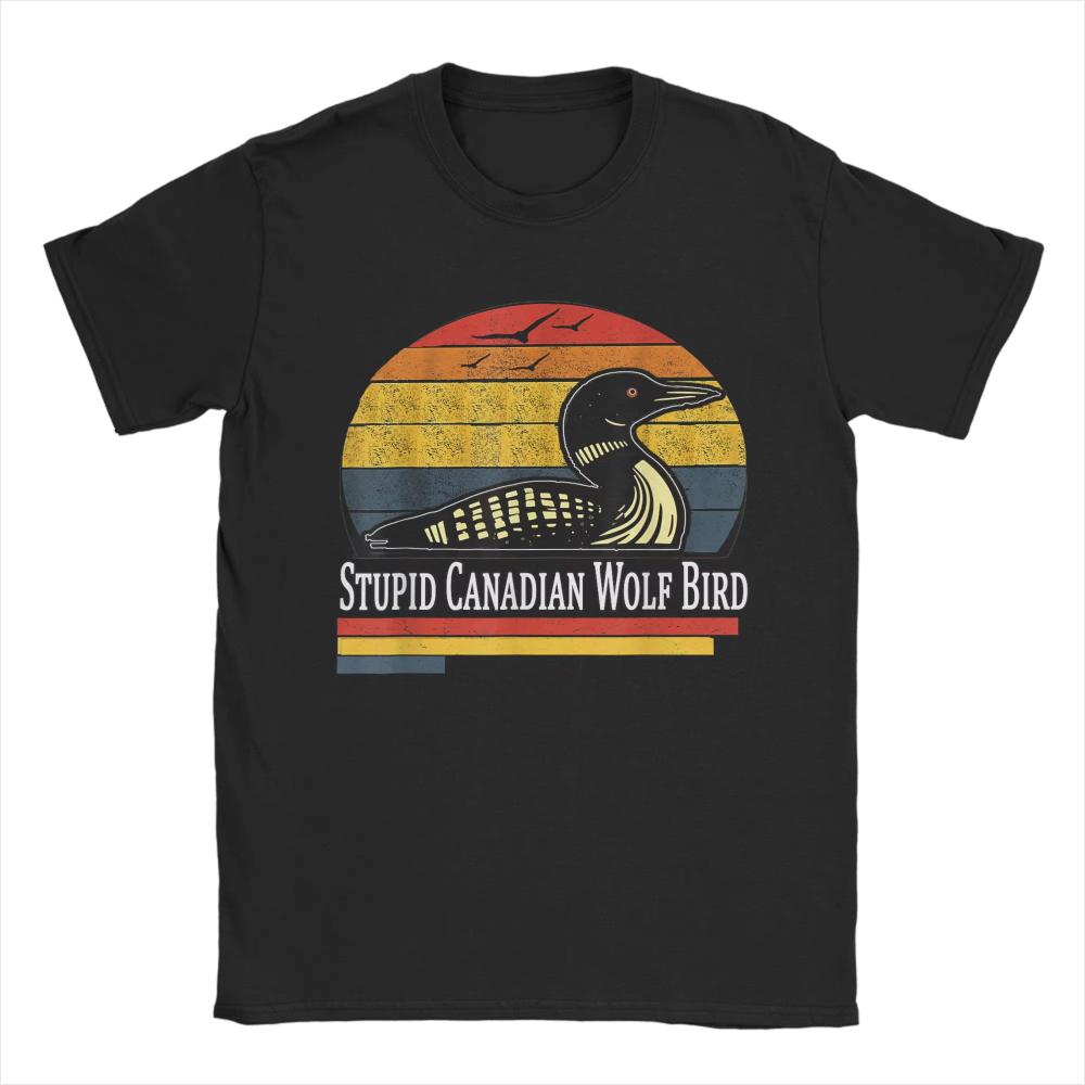 

Retro Stupid Canadian Wolf Bird Funny Lover Loon Humor T Shirts Summer Cotton T Shirts for Men Trending Print Tee Shirt Y2K Tops L