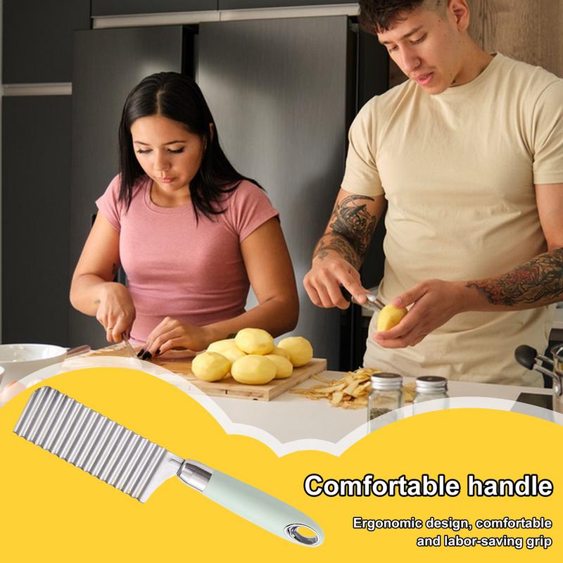 Stainless Steel Crinkle Fry Cutter Dough Vegetable Fruit Crinkle Wavy Slicer Knife Potato Cutter Chopper French Fry Maker Tools