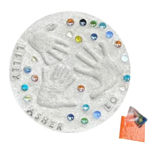 DIY Handprint Gift Kit, DIY Handprint Stepping Stone Kit, Child Handprint Art Project, Family Keepsake Craft for Indoor Outdoor Decor Mother's Day