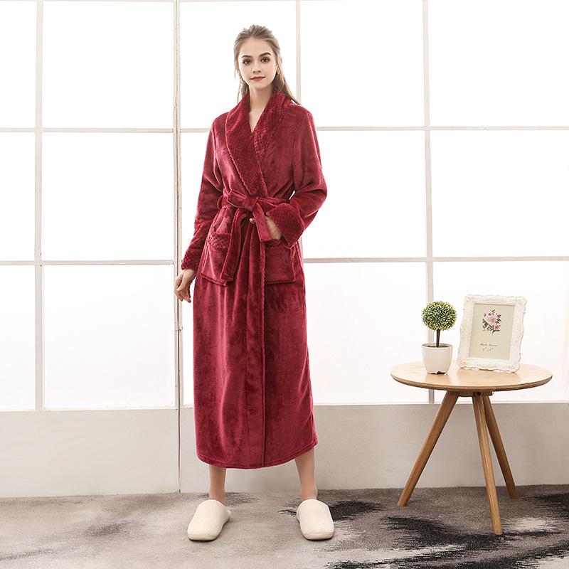 Lounge Robes Comfortable and Elegant Fall and Winter Large Size Facecloth Couple Robe Bebe Velvet Splicing Thickening and Lengthening Simple Bathrobe