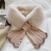 Winter Plush Scarf Woman Thick Fish Tail Wool Knit Cross Fur Collar Outdoor Cycling Neck Protect Cervical Spine Warm Scarve