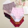 FINEOO Women Mid-Rise Lace Panties Sexy Solid Color Lace Trim Underwear Female Luxury Hollow Out Briefs Cozy Breathable Lingerie