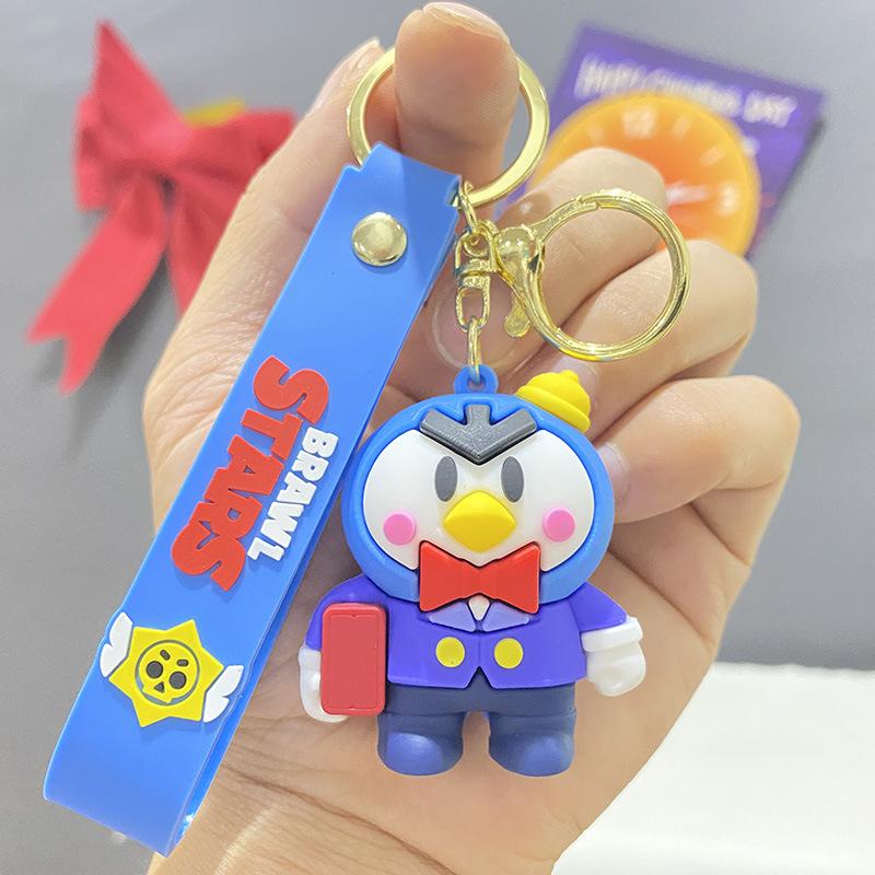 Cartoon Character Keychain with Silicone Strap and Metal Ring Durable Key Holder for Car Keys Bag Accessories Gift