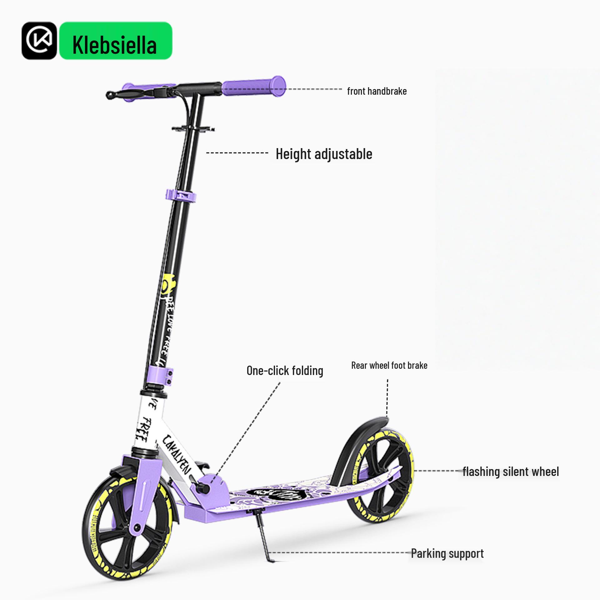 Klayne 2025 Большой детский и взрослый двухколесный поворотный самокат (Возраст 6-12 лет)