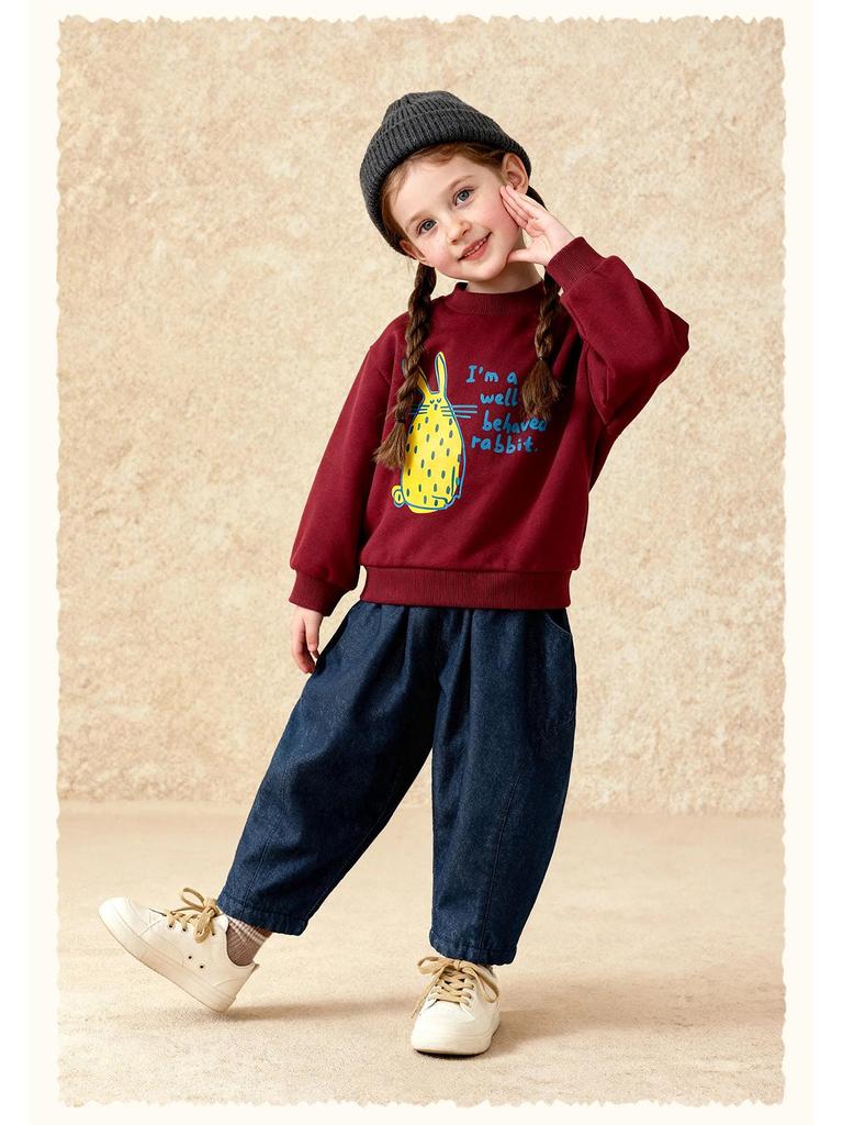 Tongbei Kids' 2025 Winter Fleece-Lined Jeans - Warm, Versatile, Fashionable for Boys & Girls.
