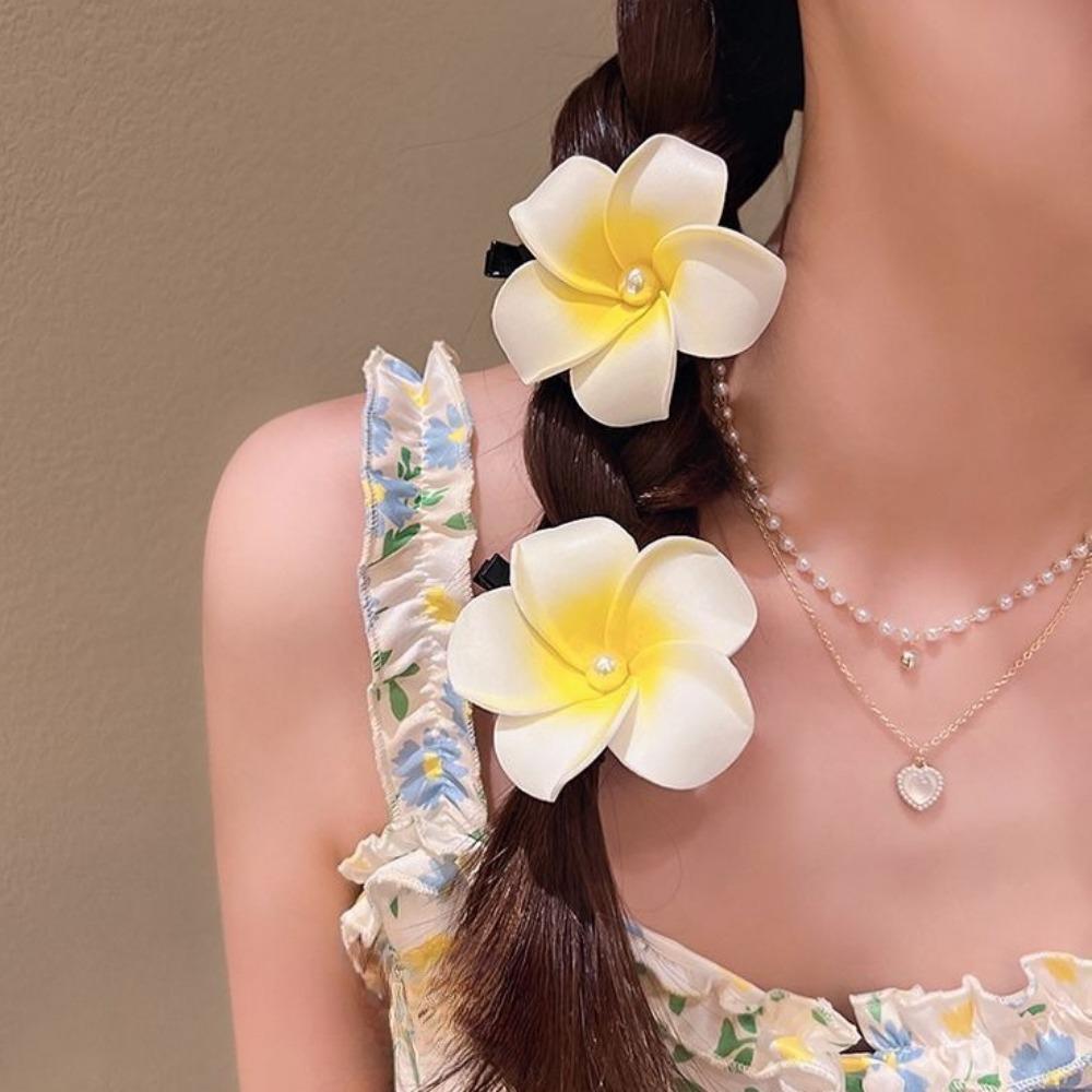 Damen Boho Blumiger Haarclip, Rosenblüten Kopfschmuck für Sommerstrand & Hochzeit