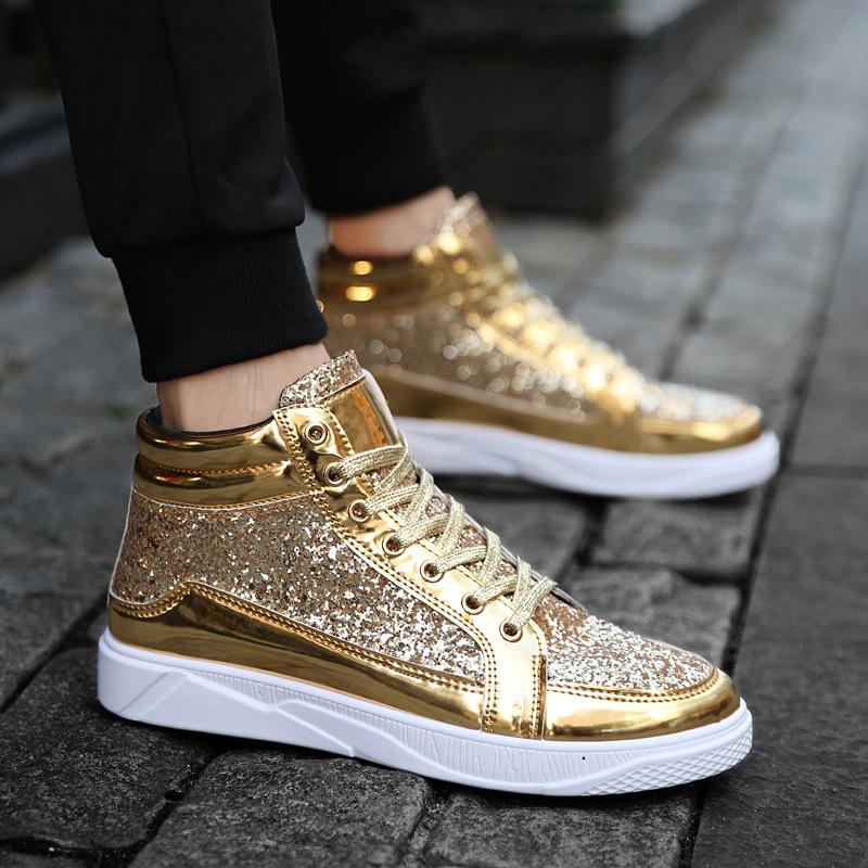 High Top Brand Boots Men 2024 Winter Fashion Golden Shoes Zipper Slip-on Male Sneaker Black Designer Casual Sneakers Man Hot