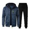 Men's Casual Jacquard Knit Hoodie & Cardigan Set