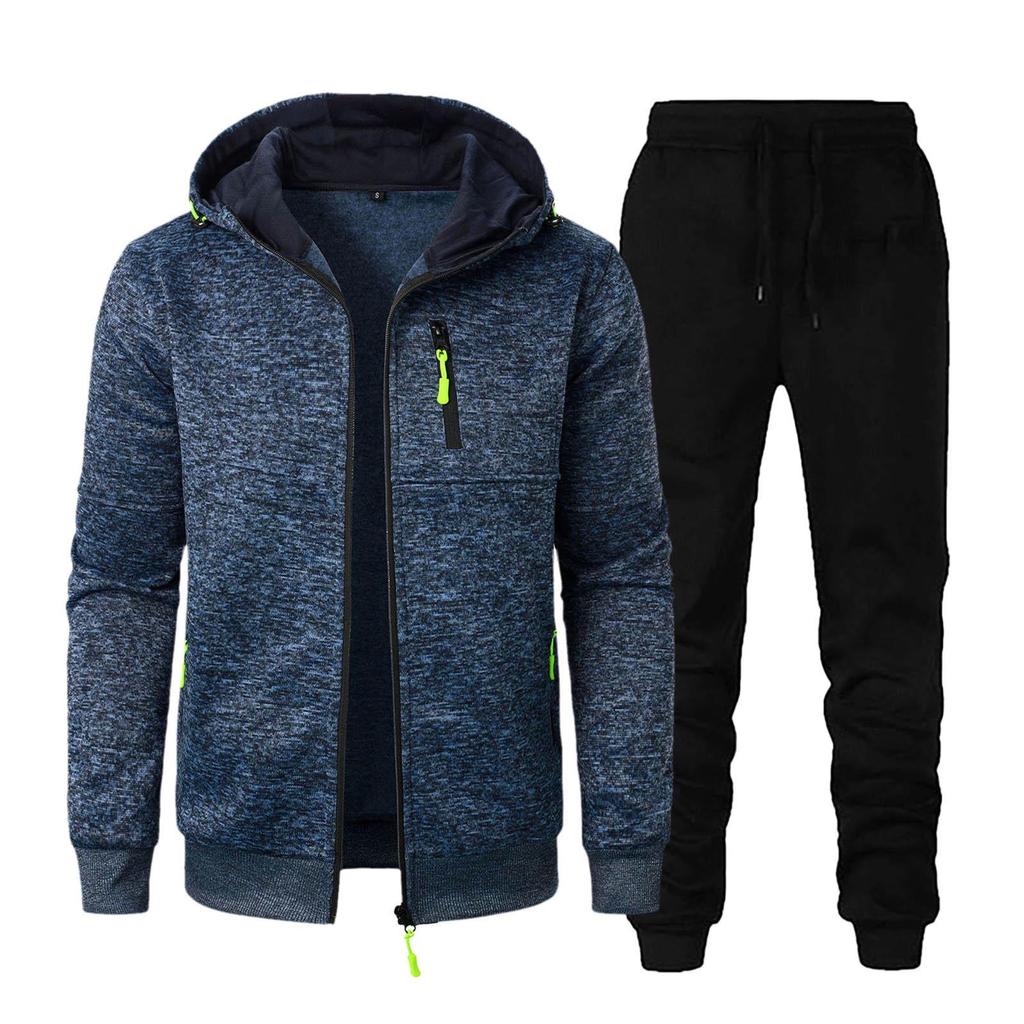Men's Casual Jacquard Knit Hoodie & Cardigan Set