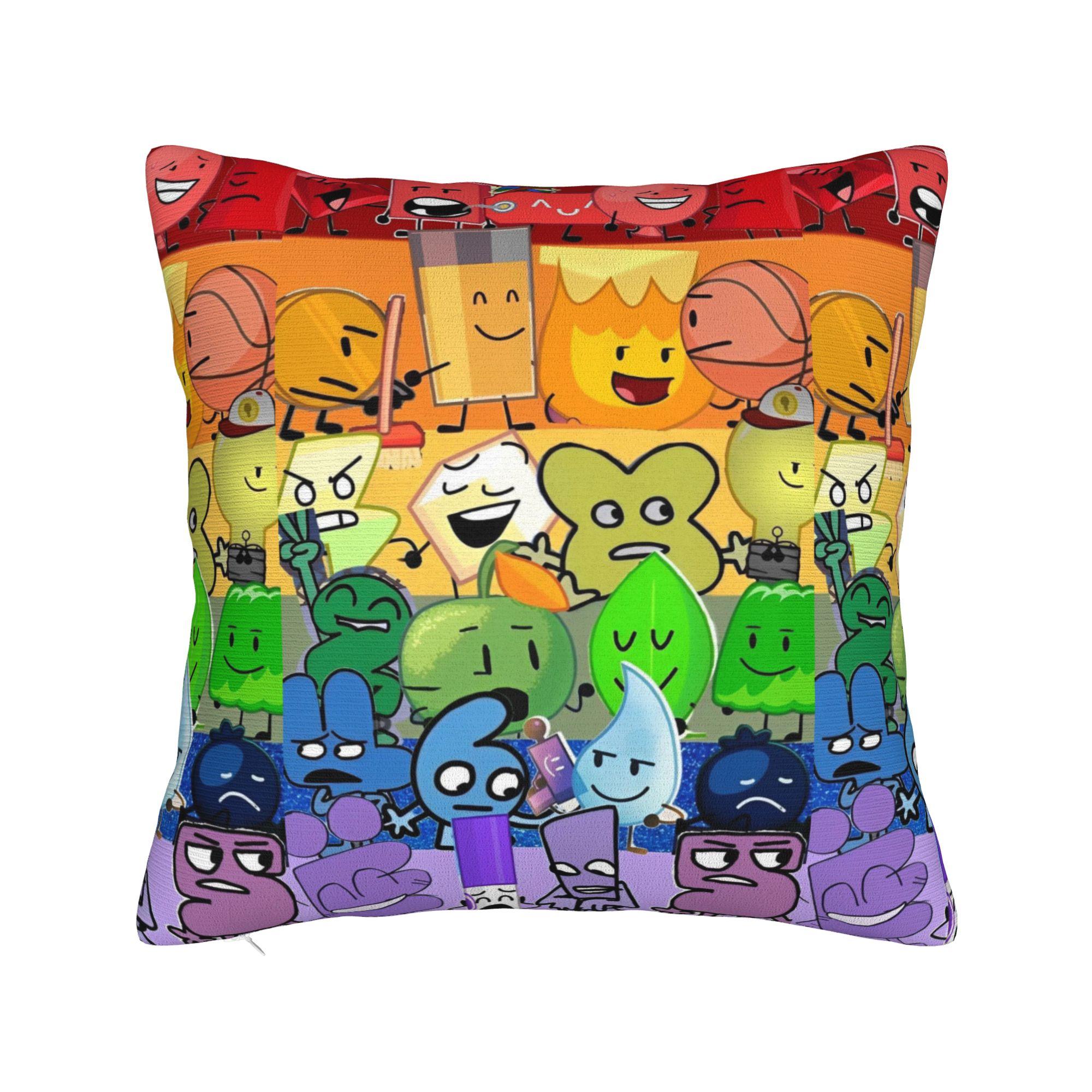 

BFDI Inanimate Insanity Cartoon Square Pillow Cases Battle for Dream Island Cushion Covers Funny Pillowcase for Home 45x45cm 12x12Inch
