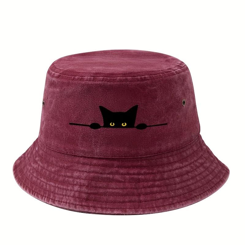 Unisex printed cartoon cat pattern fisherUnisex hat, fashionable and lightweight outdoor sun hat, fishing camping trip