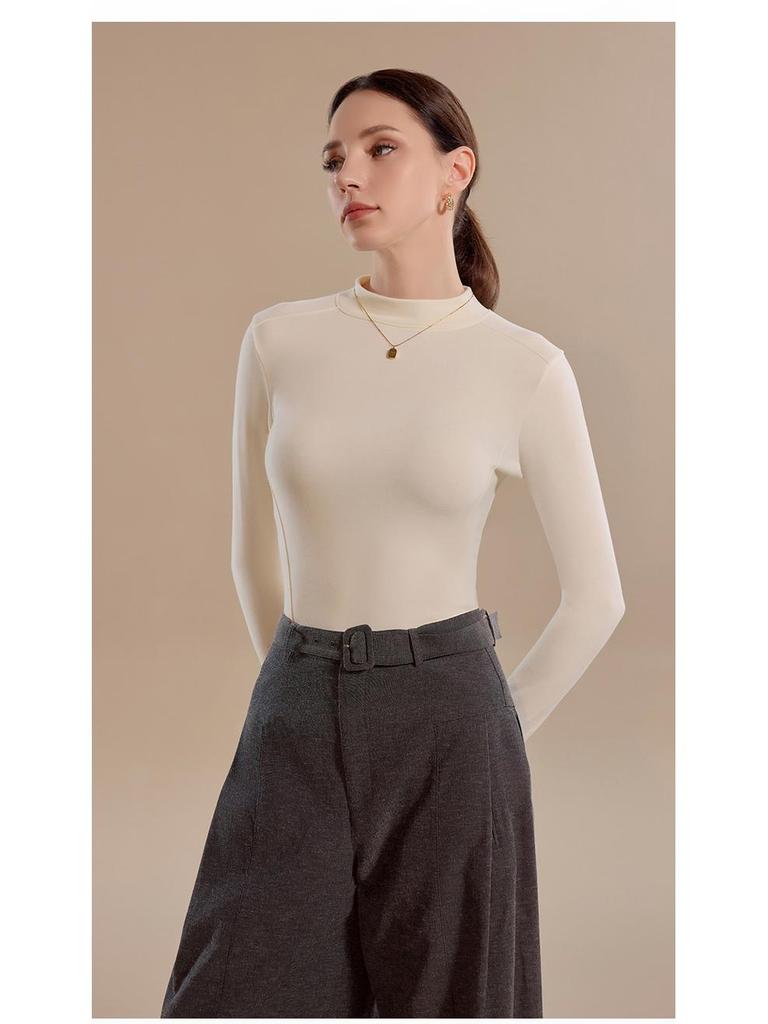 Women's German Cashmere Half-Turtleneck Long-Sleeve Thermal Top for Autumn