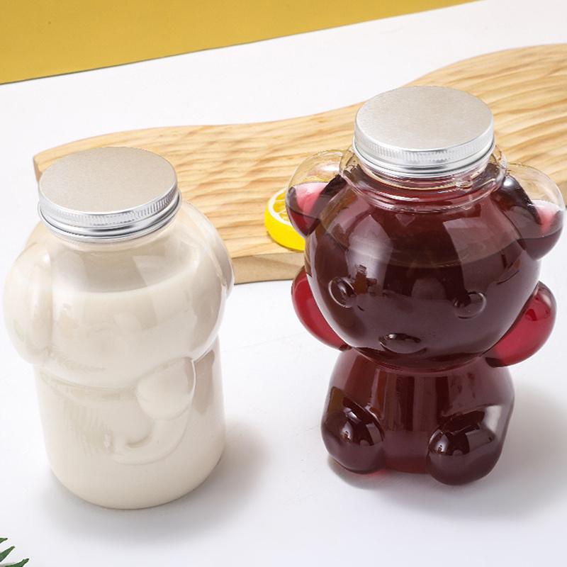 700 ml Stor Hovedbjørn Gennemsigtig Plast Juiceflasker Perfekt Til Juice Smoothies Mælk Og Hjemmelavede Drikke Forseglet Plastikbæger