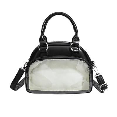 Harujio Ita Mini Boston Shoulder Mini Oshikatsu Plush Toy Cute Tote Shoulder Silver Bag, Bag, Small, Bag, Bag, Pouch, 2-Way Bag, Bag, Black, White,