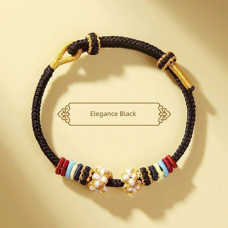 Hand-Woven Peach Blossom Carrying Strap Wearable Gold Lucky Beads Braided Rope Semi-Finished DIY Lucky Red Rope Bracelet for Women