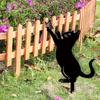 Metall-Gartenstecker Katze mit Schmetterling Outdoor Dekorative Hofkunst Rasenornament Metallhandwerk Skulptur für Garten Terrasse