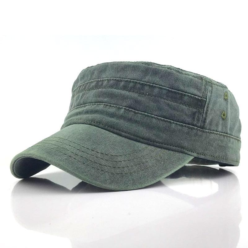 

Men s Distressed Flat-Top Military Cap - Korean Style Casual Summer Sun Protection Hat армия зеленый