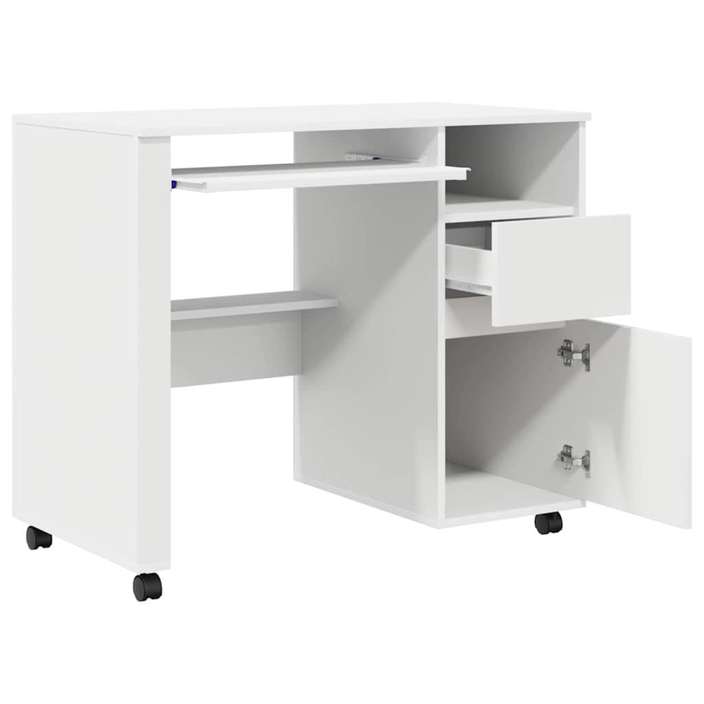 Rolling Table with Shelf White 91 x 50 x 77 cm Particleboard