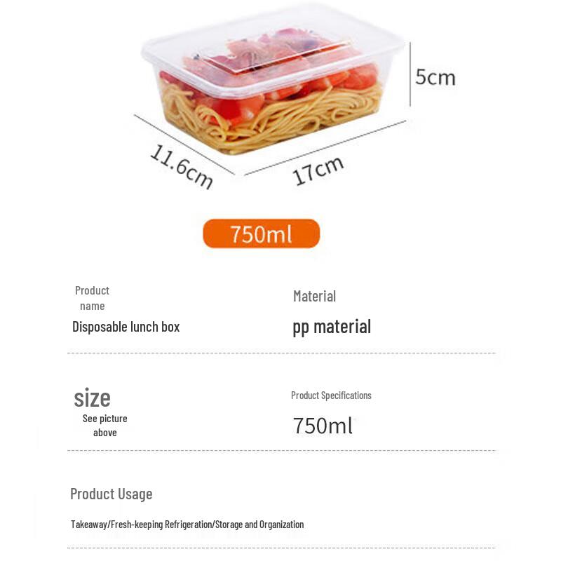 Xinxianpin Disposable Transparent Rectangular Food Containers with Lids