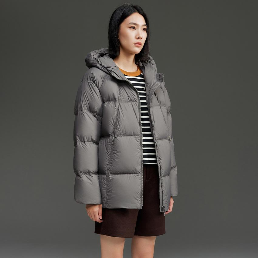 Thirsty Puffs Light Duck Down Jacket Women's Medium and Long High-end Hooded Loose Warm Jacket Winter New