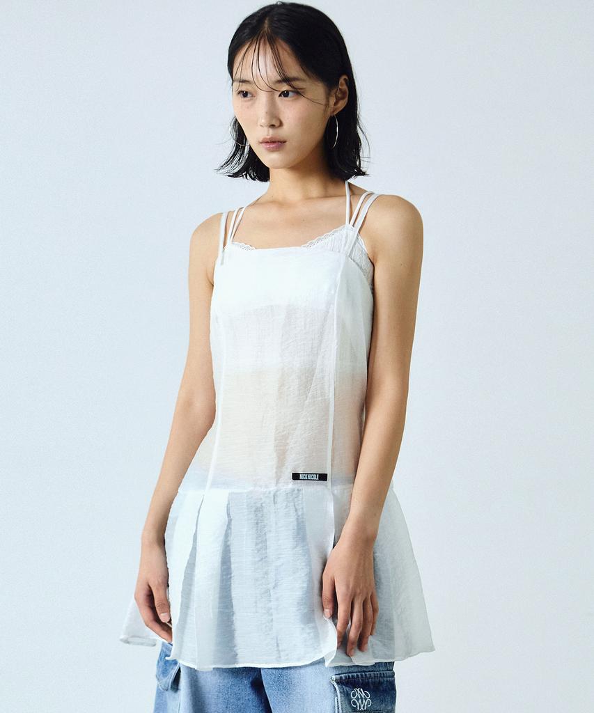 Nigaennikol Sheer Layered Strap Dress_White