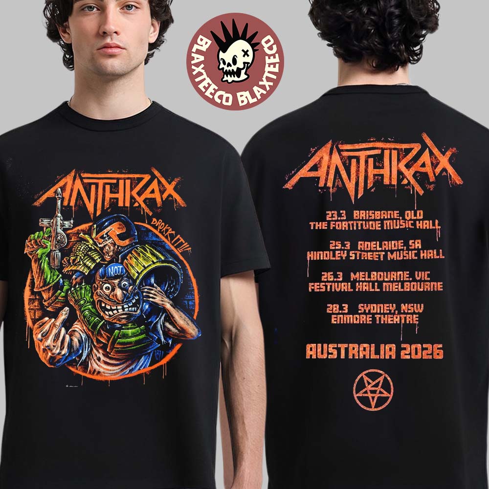 

Anthrax Тур по Канаде 2026 Мерч Thrash Night Двусторонняя футболка Оверсайз Мужская Женская Повседневная Хлопок Свободная Короткий Рукав Женская Мужская Одежда 4XL