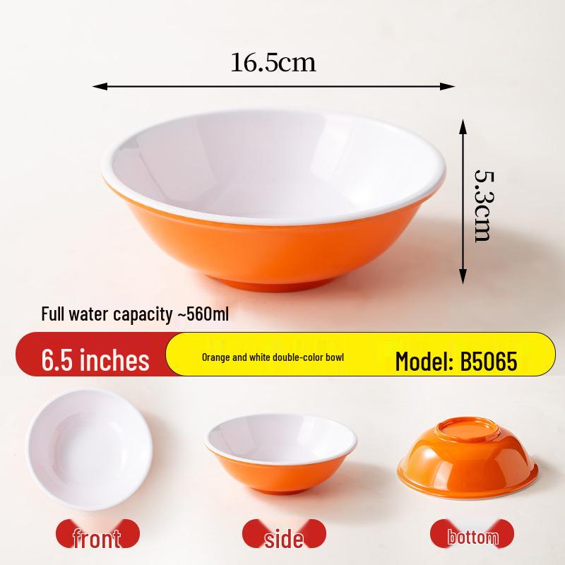 Melamine Breakfast Bowl for Porridge, Soy Milk, Noodles, & Wontons - Imitation Porcelain Tableware with Rolled Rim